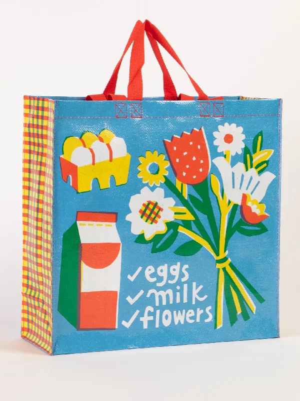 Large wool ankle socks for warmth-Eggs. Milk. Flowers. Shopper