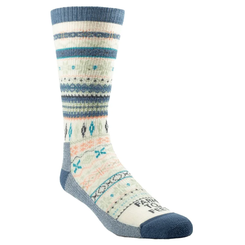 Thick winter ankle socks for insulation-Farm to Feet Womens Hamilton Fair Isle Crew Socks