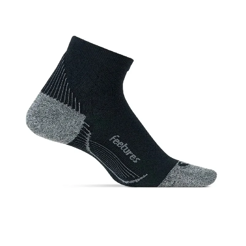 Small fuzzy socks for infants-Feetures Plantar Fasciitis UltraLight Compression Sock Quarter - Black