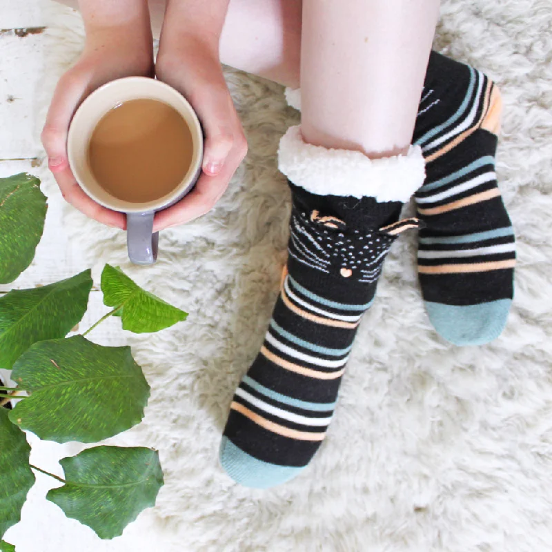 Bright crew socks for statement-Feline Slipper Socks