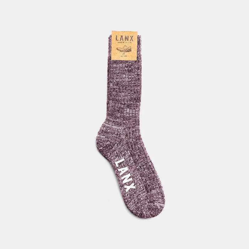 Organic bamboo crew socks for green-FLECK SOCK / AUBERGINE