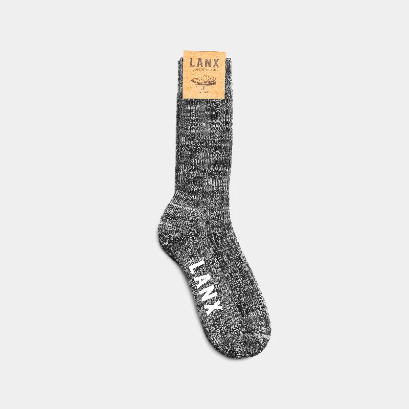 Small wool ankle socks for infants-FLECK SOCK / BLACK