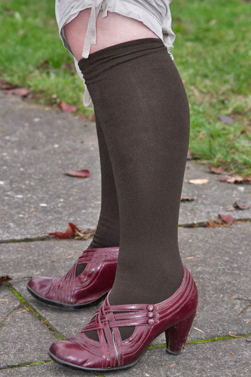 Modern black socks for formal attire-Fleece Lined Knee High