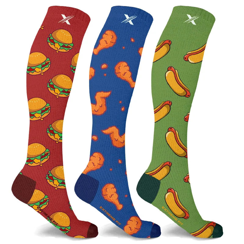 Thick thermal socks for cold weather-Food Love Compression Socks (3-Pairs)