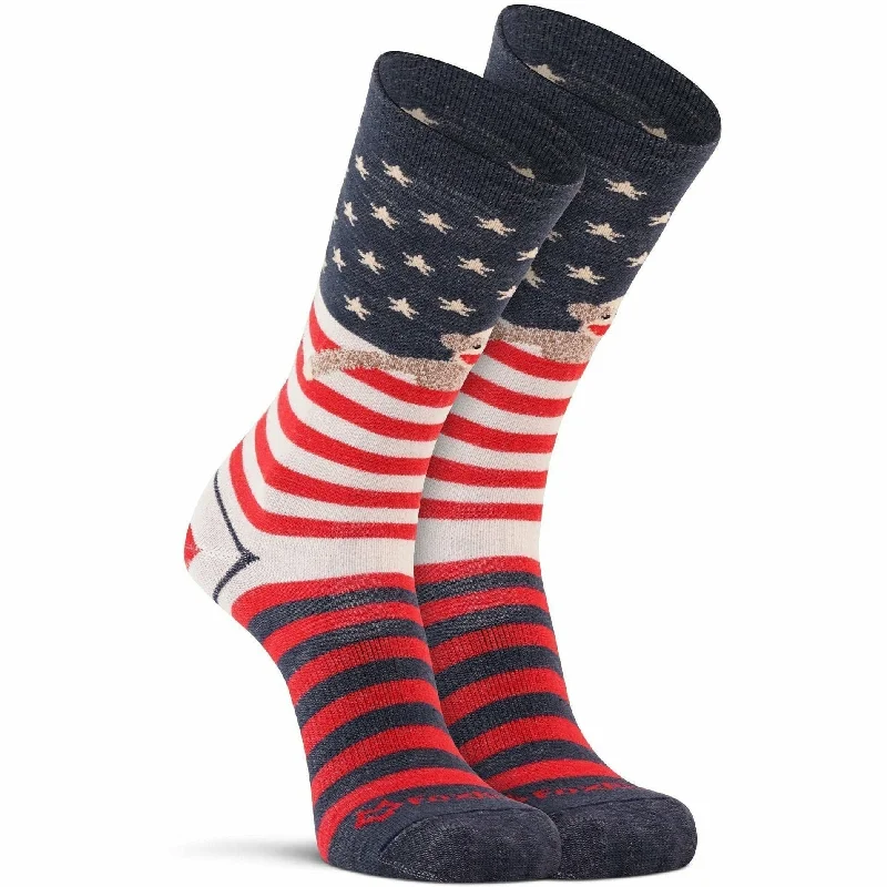 Thin dress socks for suits-Fox River Womens Red Heel Monkey Flag Crew Socks