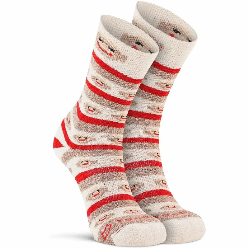 Fuzzy socks for cozy nights-Fox River Womens Red Heel Monkey Stripe Crew Socks