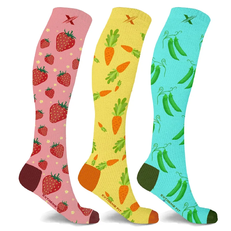 Luxury merino crew socks for luxury-Fruity Fun Knee High Compression Socks (3 Pairs)