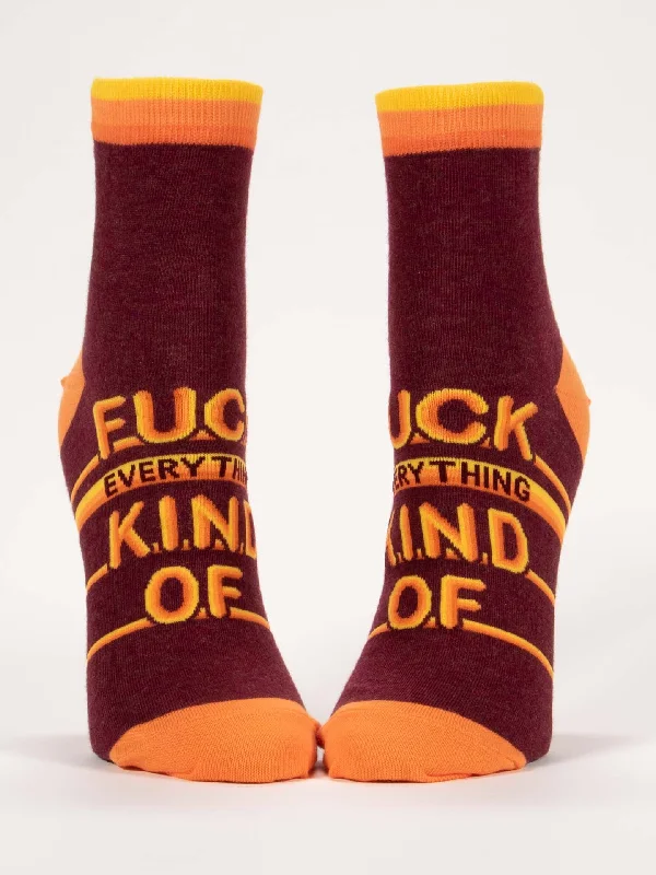 Fuzzy crew socks for relaxation-Fuck Everything Kind Of W-Ankle Socks