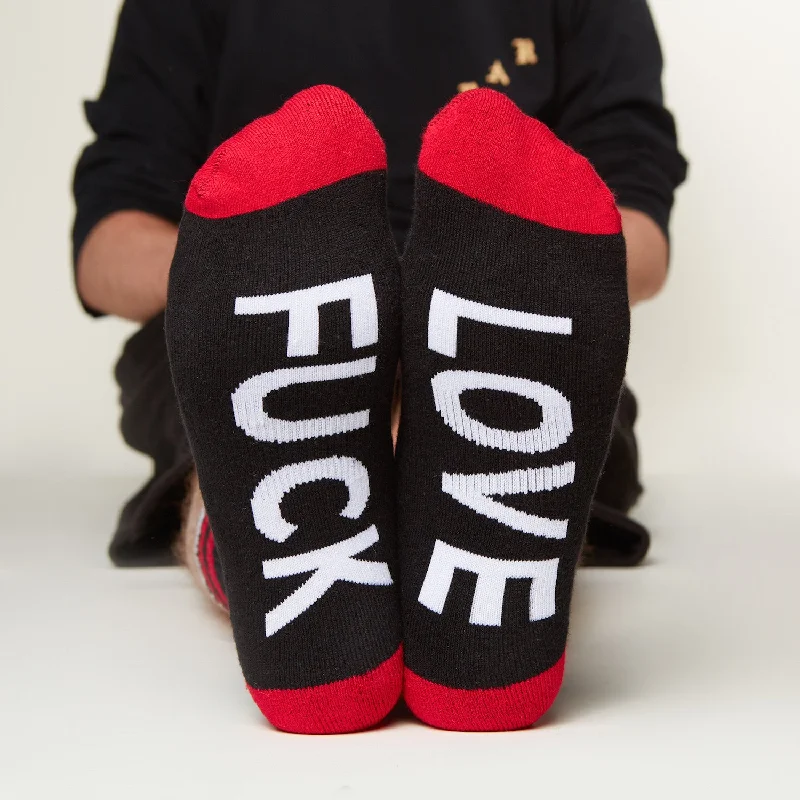 Breathable athletic crew socks for gym-Fuck Love Socks