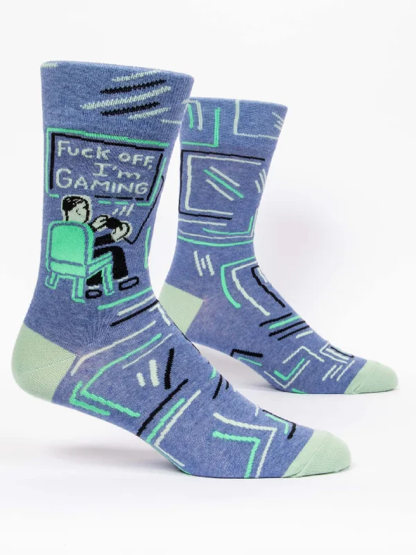 Colorful ankle socks for statement look-Fuck Off, I'm Gaming M-Crew Socks