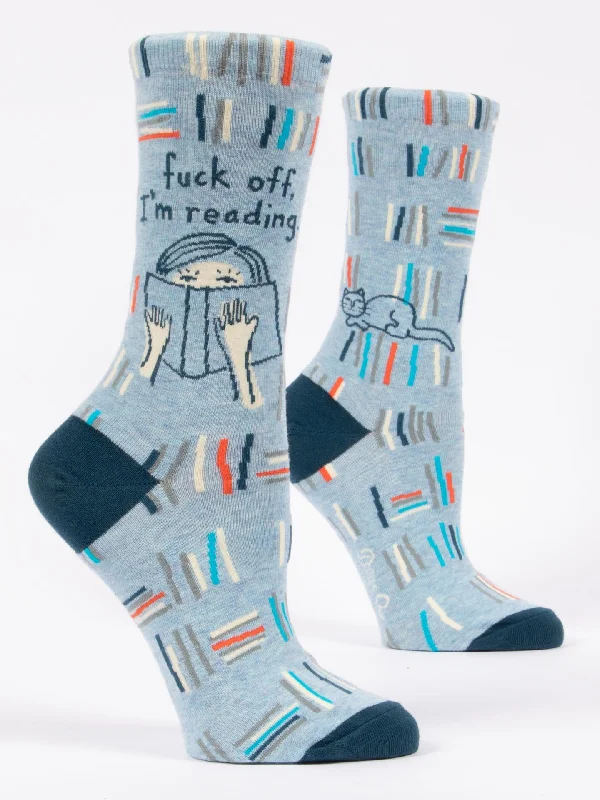 Long athletic socks for basketball-Fuck Off, I'm Reading W-Crew Socks