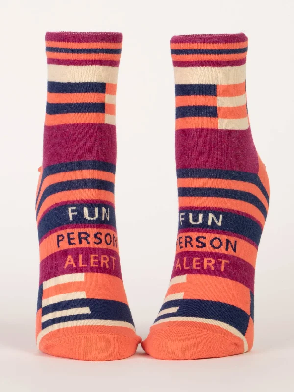 Custom knit crew socks for gift-Fun Person Alert W-Ankle Socks