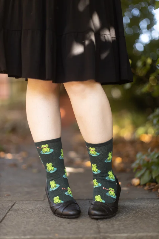 Fuzzy ankle socks for lounging-Funny Frog Crew