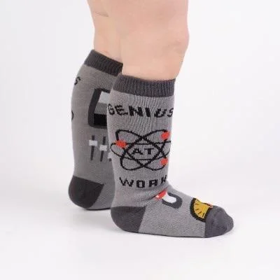 Custom embroidered crew socks for events-Genius At Work | Toddler Knee-high