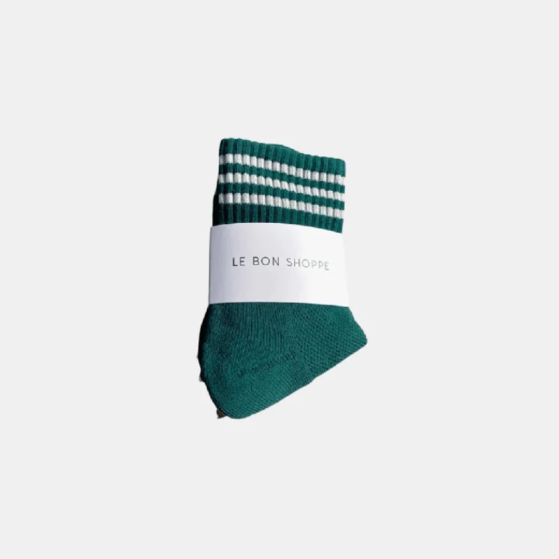 Small striped crew socks for toddlers-Girlfriend Socks (Hunter Green)