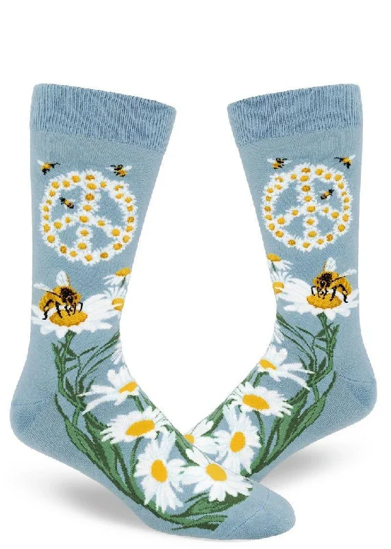 Thick hiking crew socks for trails-Give Bees a Chance | Men's Crew