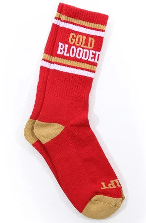 Custom logo socks for branding-Gold Blooded (Red Socks)