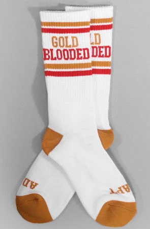 Large wool socks for warmth-Gold Blooded (White/Red Socks)