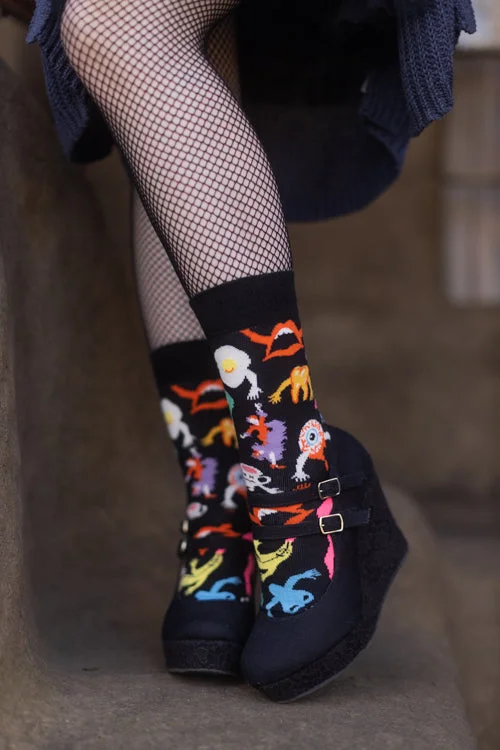 Non-slip ankle socks for home-Halloween Monsters Crew