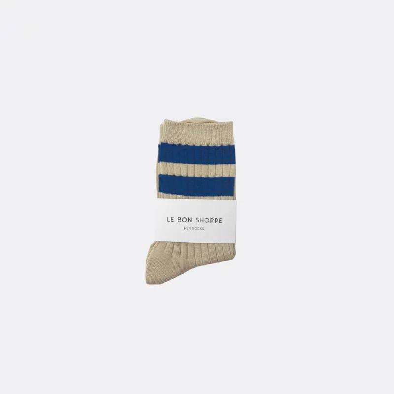 Novelty crew socks for quirky gift-Her Varsity Socks (Azure)