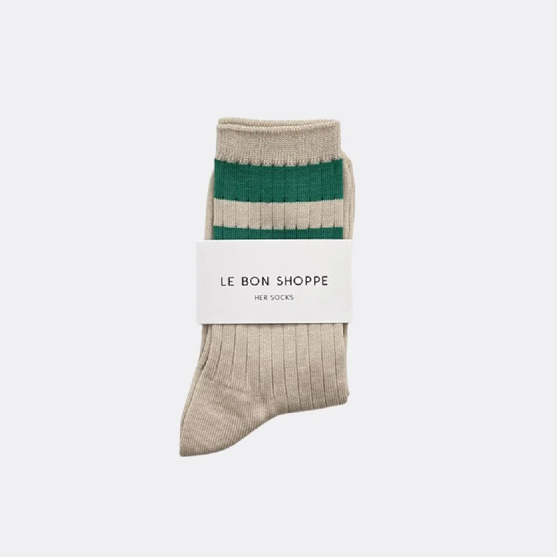 Luxury cashmere crew socks for elegance-Her Varsity Socks (Green)