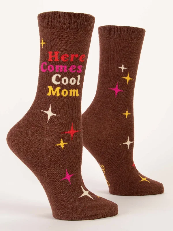 Long sports crew socks for athletes-Here Comes Cool Mom W-Crew Socks