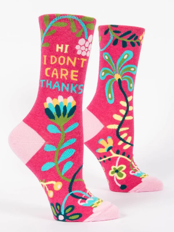 Breathable athletic socks for fitness-Hi, I Don't Care, Thanks W-Crew Socks