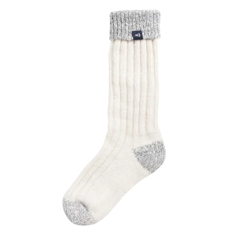 Plush ankle socks for lounging-Holebrook Brommö Raggsocka Ladies Socks - Off White/Grey Melange