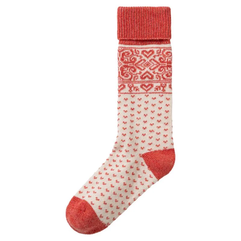 Vintage patterned crew socks for preppy-Holebrook Sundborn Raggsocka Ladies Socks - Coral Pink