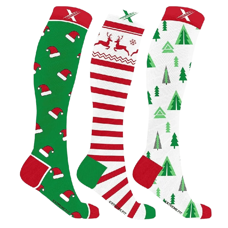 Fluffy crew socks for cozy feel-Santa is Coming Compression Socks (3-pairs)