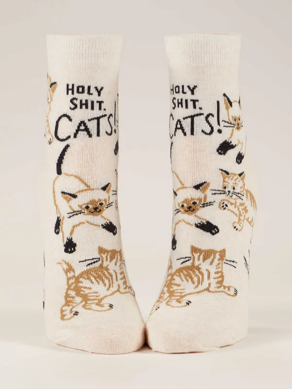 Non-slip crew socks for kids-Holy Shit. Cats! W-Ankle Socks