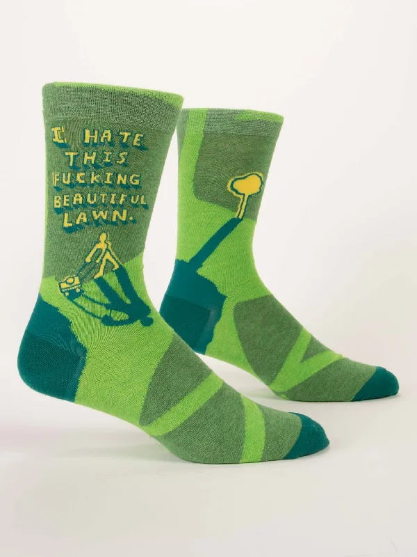 Large knee-high socks for women-I Hate This Fucking Beautiful Lawn M-Crew Socks