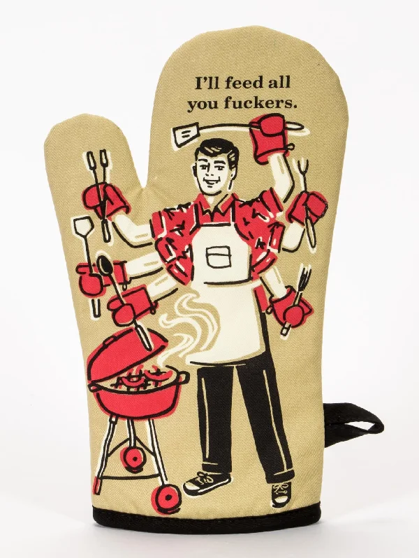 Novelty crew socks for quirky gift-I'll Feed All You Fuckers Oven Mitt