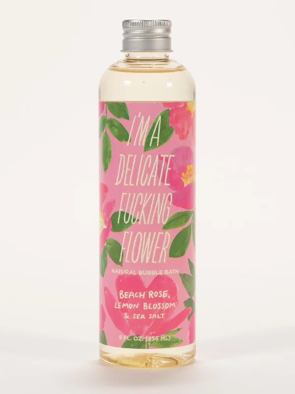 Large knee-high socks for women-I'm a Delicate Fucking Flower Natural Bubble Bath - Beach Rose, Lemon Blossom & Sea Salt