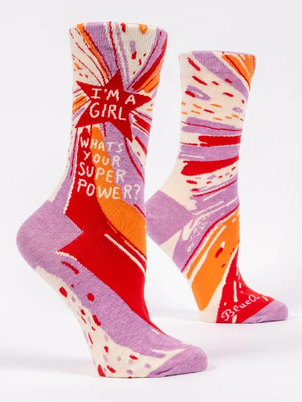 Luxury cashmere ankle socks for class-I'm A Girl, What's Your Superpower? W-Crew Socks