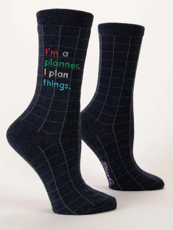 Large knee-high ankle socks for women-I'm A Planner. I Plan Things. W-Crew Socks