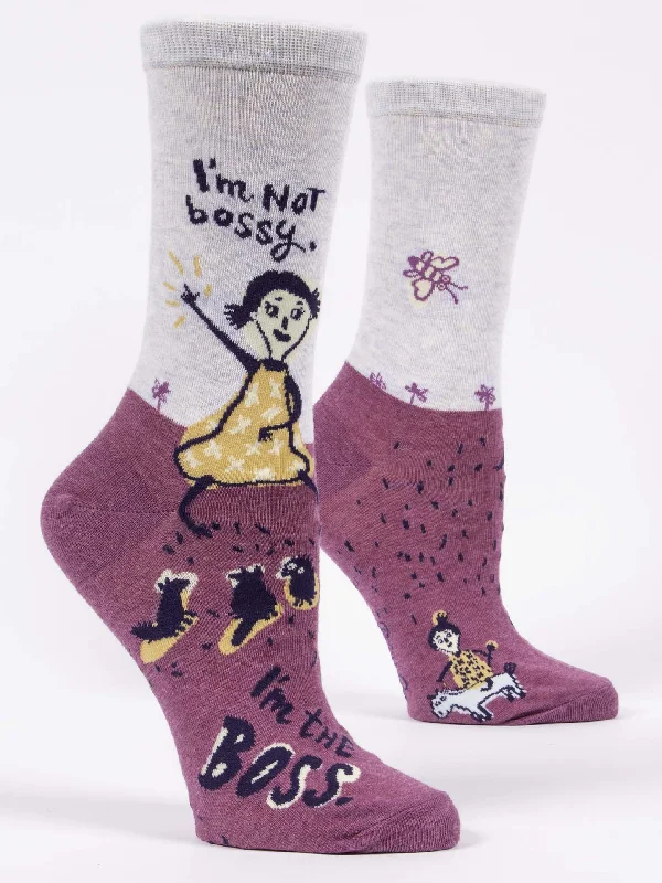 Custom logo ankle socks for branding-I'm Not Bossy. I'm The Boss W-Crew Socks