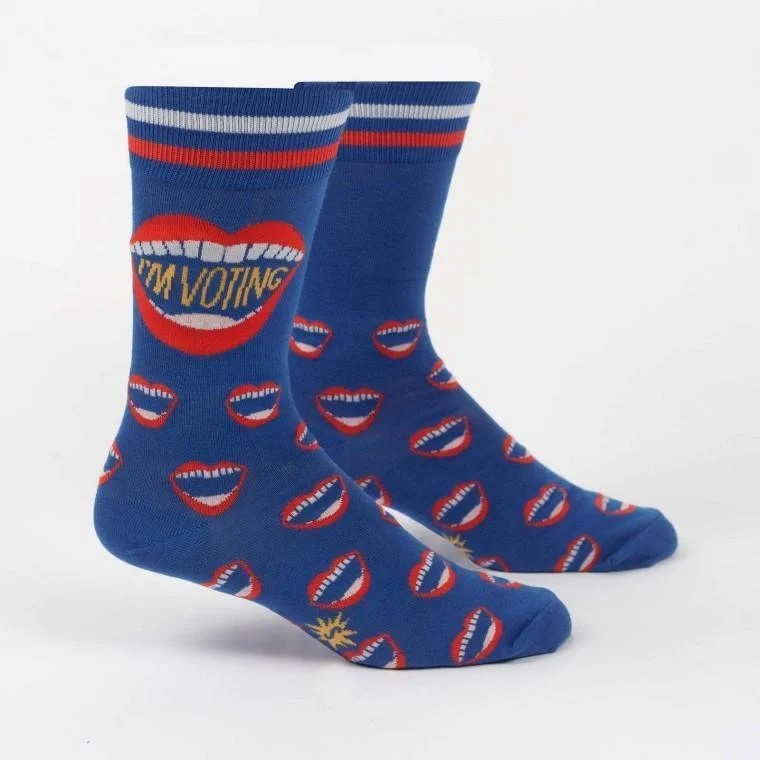 Vintage patterned crew socks for preppy-I'm Voting | Men's Crew