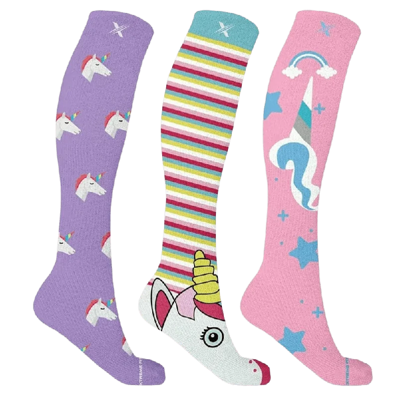 Rustic wool socks for cabin wear-Unicorn Collection Compression Socks (3-Pairs)