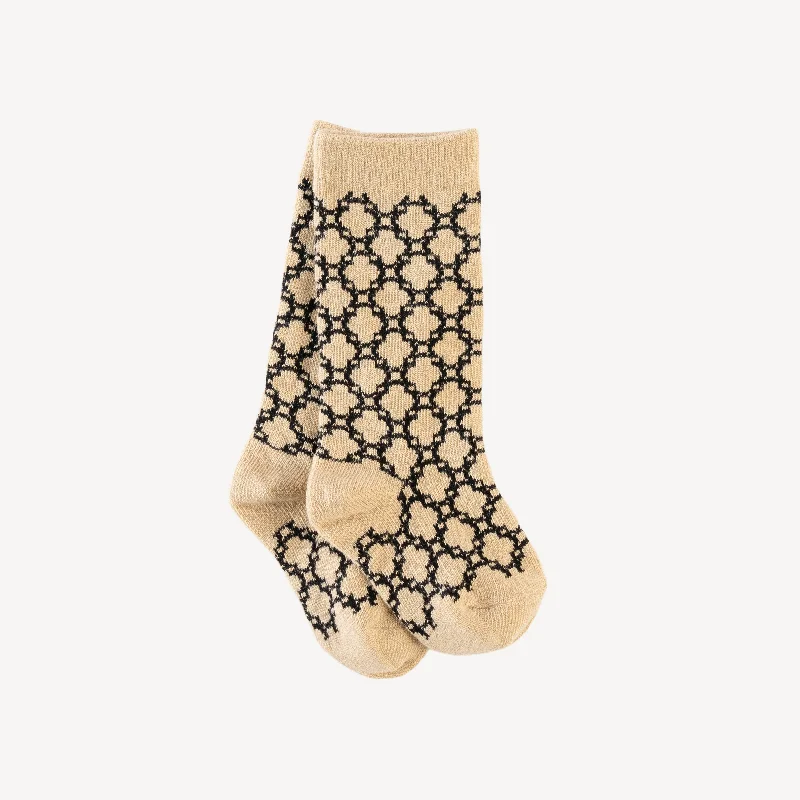 Custom printed socks for events-knee socks | french clover | organic cotton jacquard