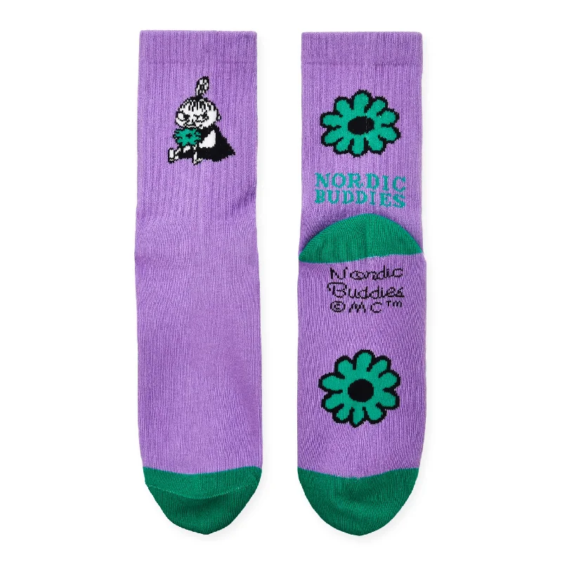 Long tube crew socks for sports-Little My Flower Women´s Retrosocks - Lilac