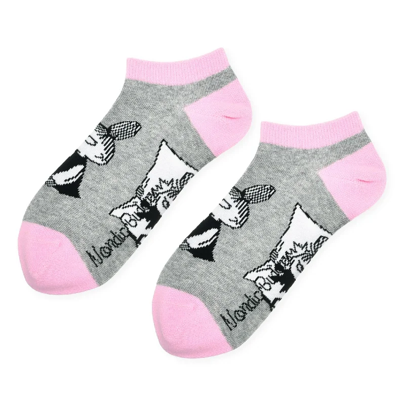 Bright crew socks for statement-Little My Pranking Women´s Ankle Socks - Grey and Pink