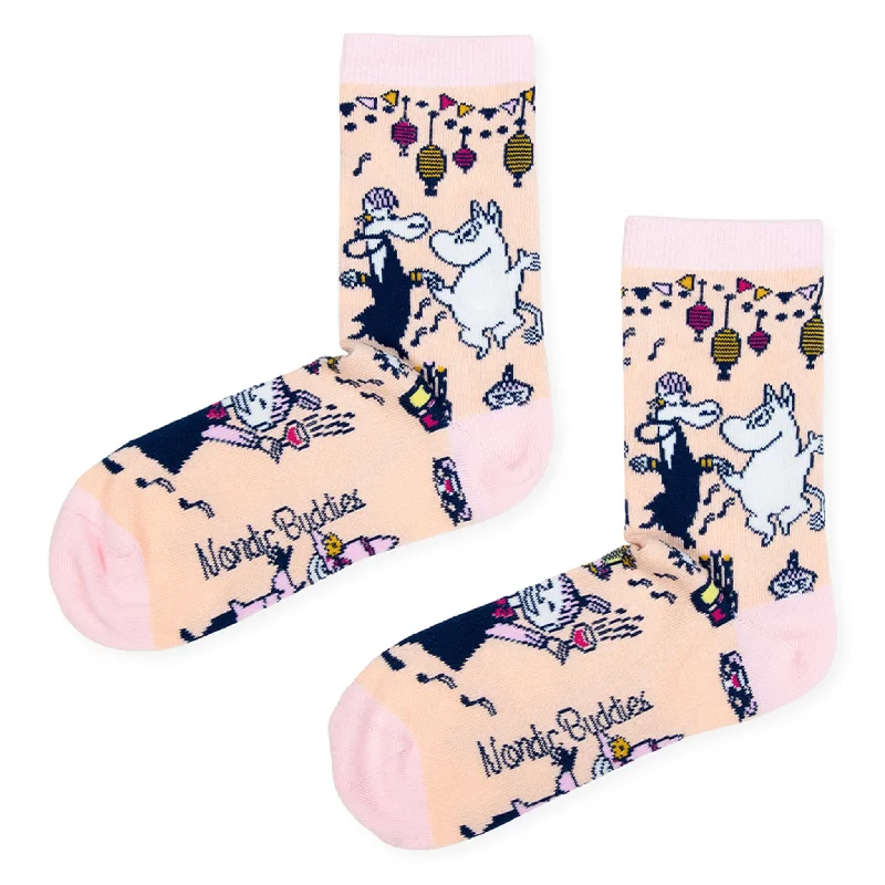 Large wool socks for warmth-Moomin Party Women´s Socks - Light Peach