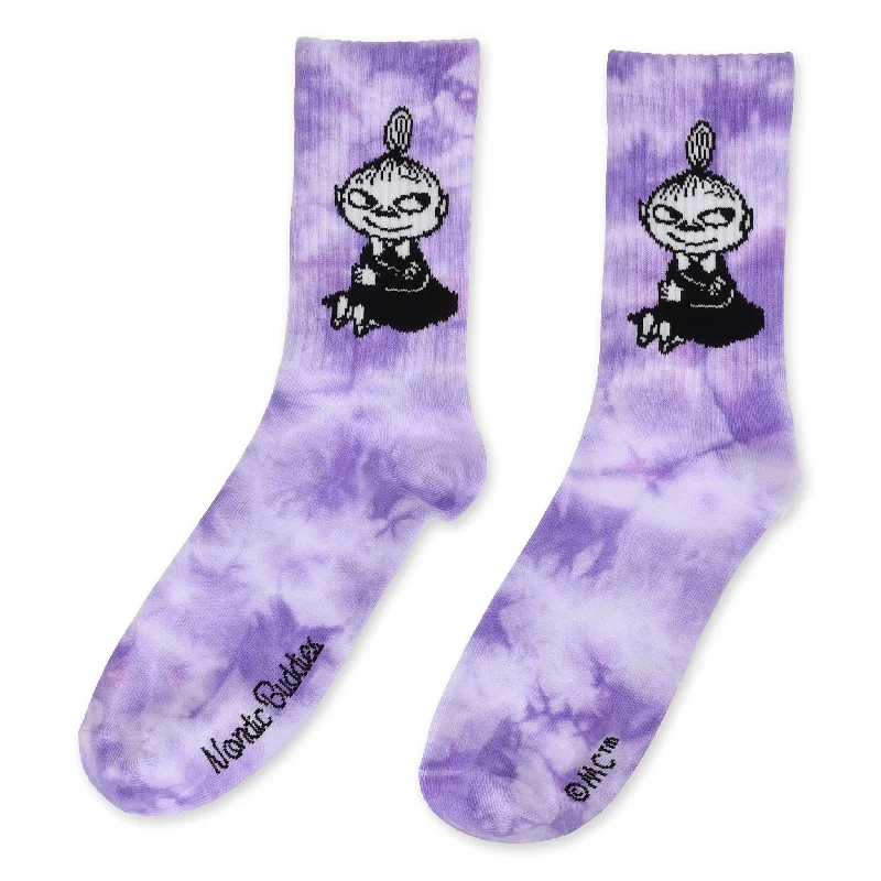 Custom embroidered crew socks for events-Little My Tie Dye Women’s Socks - Purple