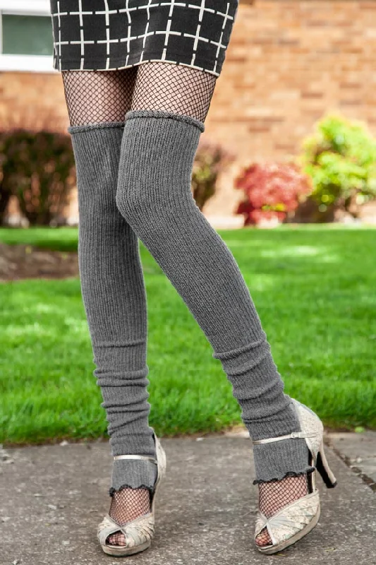 Vintage wool ankle socks for nostalgia-Long Cuffable Scrunchable Leg Warmers