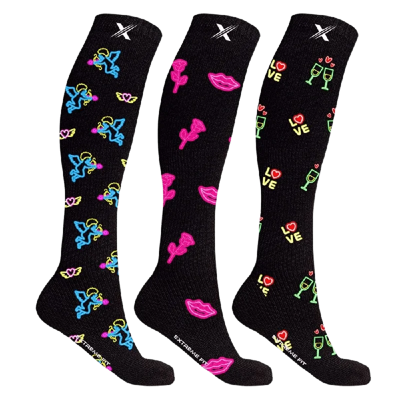 Large compression ankle socks for travel-Neon Compression Socks (3-Pairs)