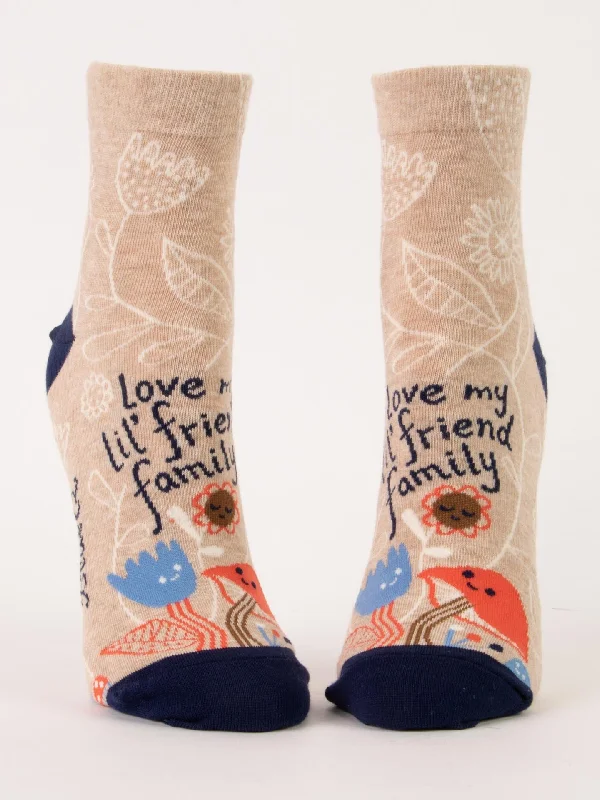 Lightweight cotton crew socks for summer-Love My Lil' Friend Family W-Ankle Socks