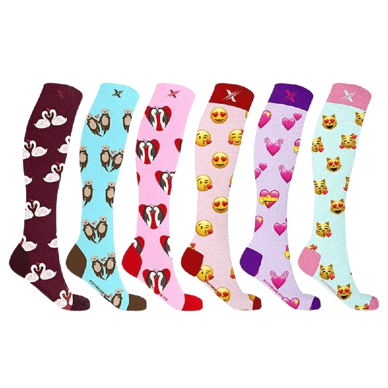 Luxury silk crew socks for luxury-Lovebirds Compression Socks (6-Pairs)