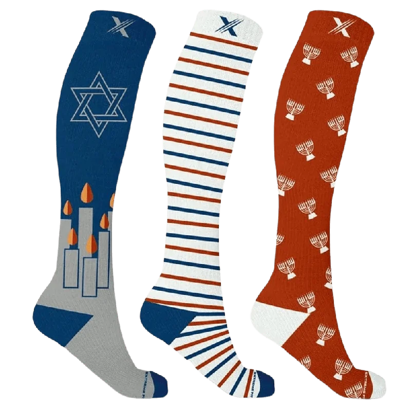 Luxury silk crew socks for elegance-Home for the Challah-days Compression Socks (3-Pairs)