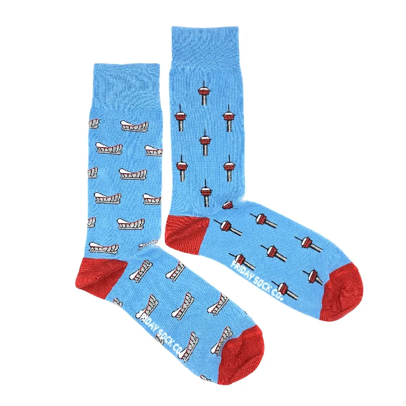 Non-slip crew socks for kids-Men's Calgary Tower & Calgary Saddledome Socks